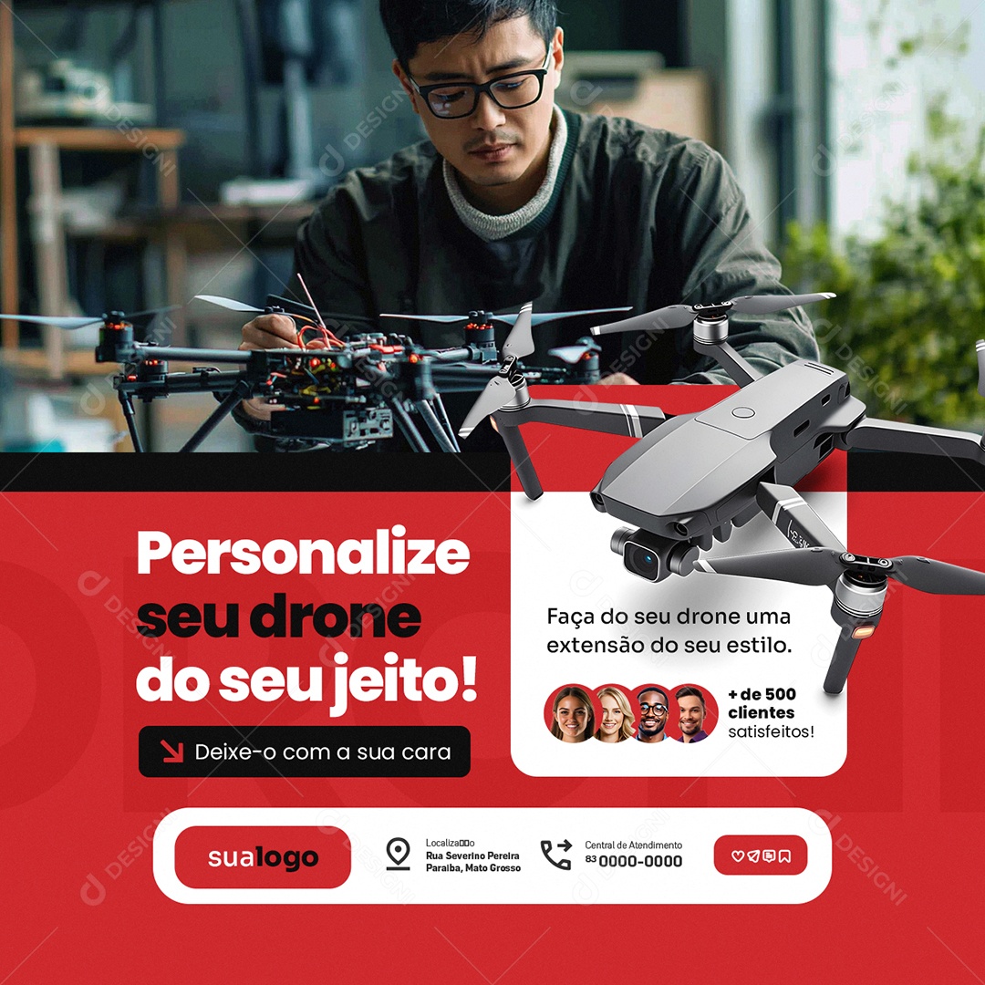 Loja de Drones Seja um Piloto de Drone Social Media PSD Editável