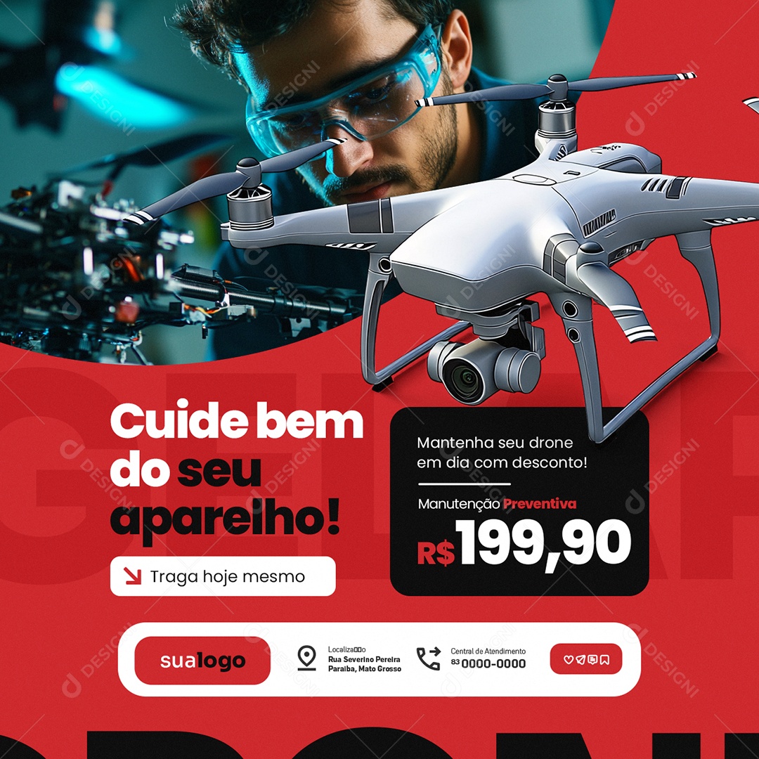 Loja de Drones Cuide do Seu Aparelho Social Media PSD Editável