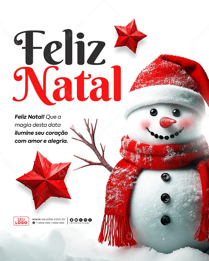 Feliz Natal 25 de Dezembro Que a Magia Desta Data Ilumine Seu Coração Social Media PSD Editável