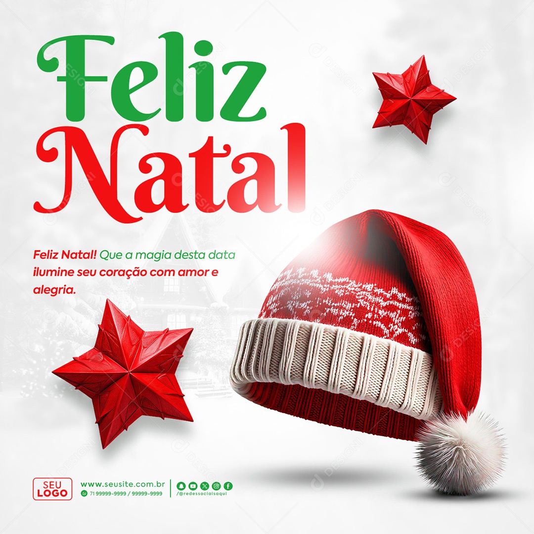 Feliz Natal 25 de Dezembro Que a Magia Desta Data Ilumine Seu Coração Social Media PSD Editável