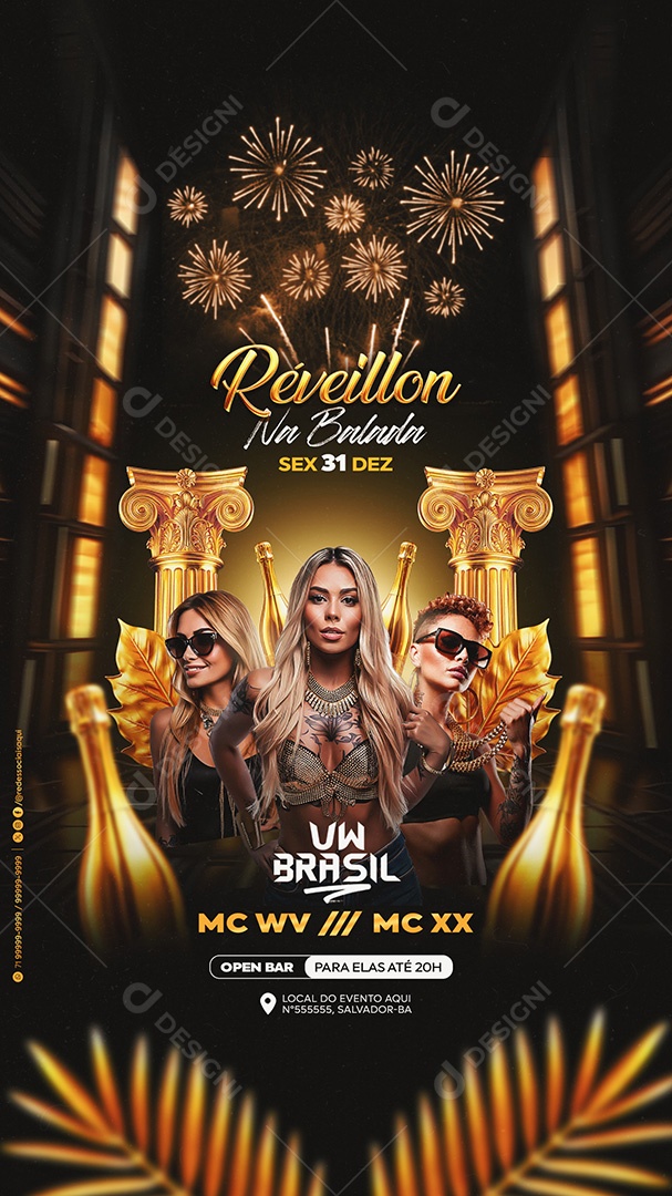 Flyer Réveillon Na Balada Social Media PSD Editável