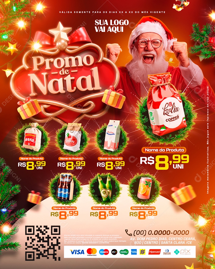 Tabloide Promo de Natal Supermercado Produtos Social Media PSD Editável