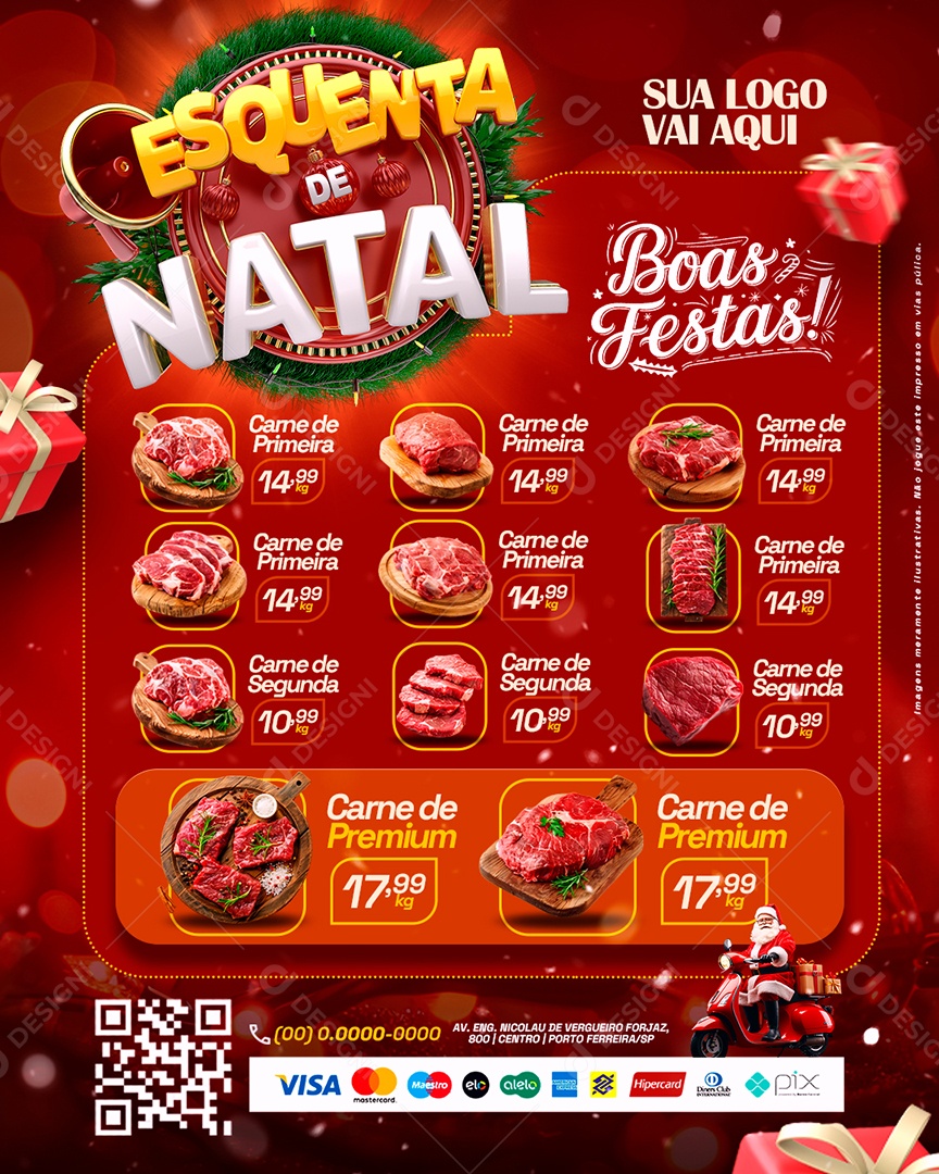Tabloide Esquenta de Natal Supermercado Carnes Social Media PSD Editável