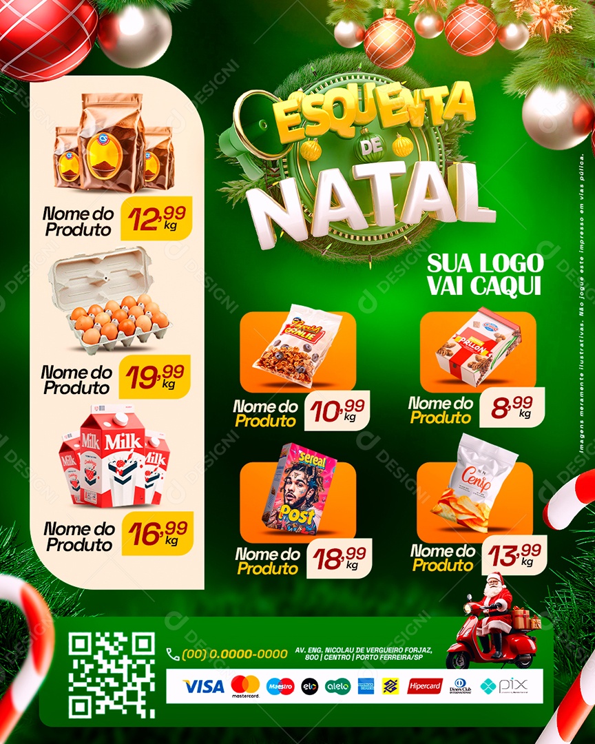 Tabloide Esquenta de Natal Supermercado Social Media PSD Editável