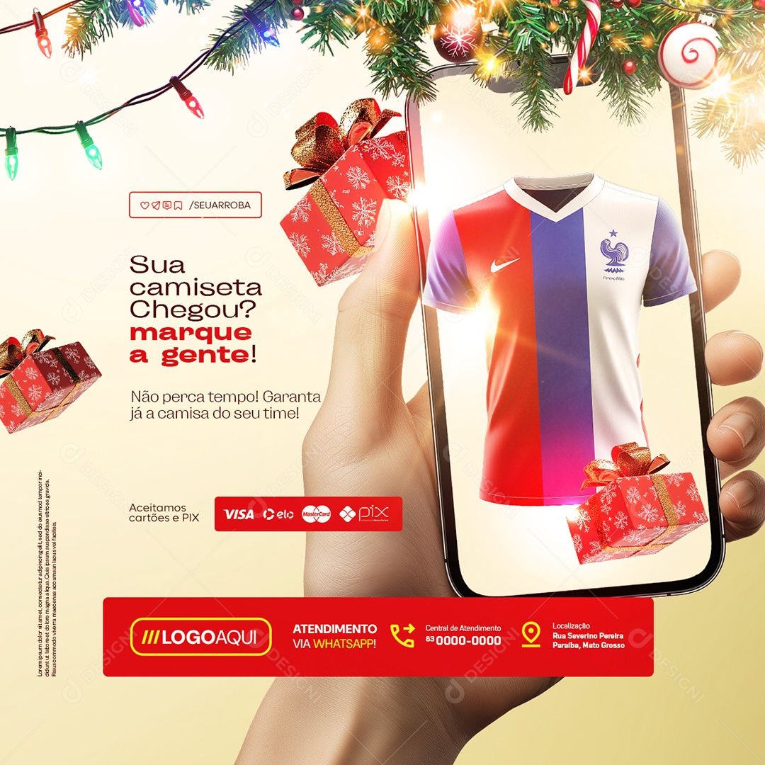 Camisas de Times Super Natal Sua Camiseta Chegou Social Media PSD Editável