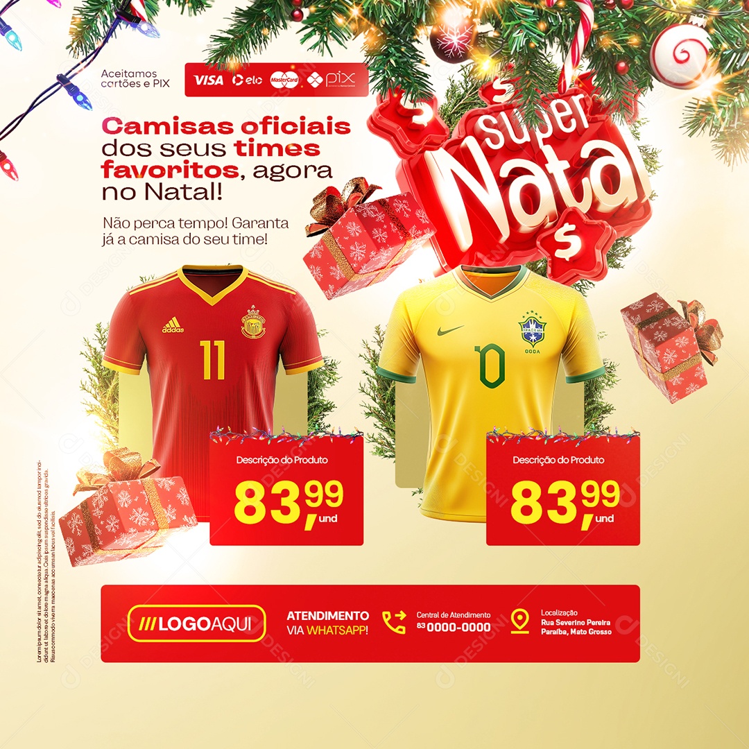 Camisas de Times Super Natal Camisas Oficiais dos Seus Times Favoritos Social Media PSD Editável