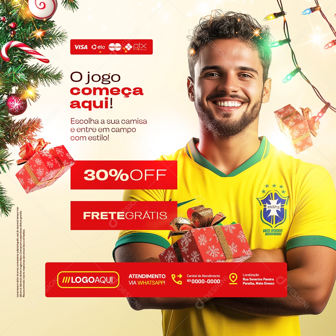Camisas de Times Super Natal O Jogo Começa Aqui Social Media PSD Editável