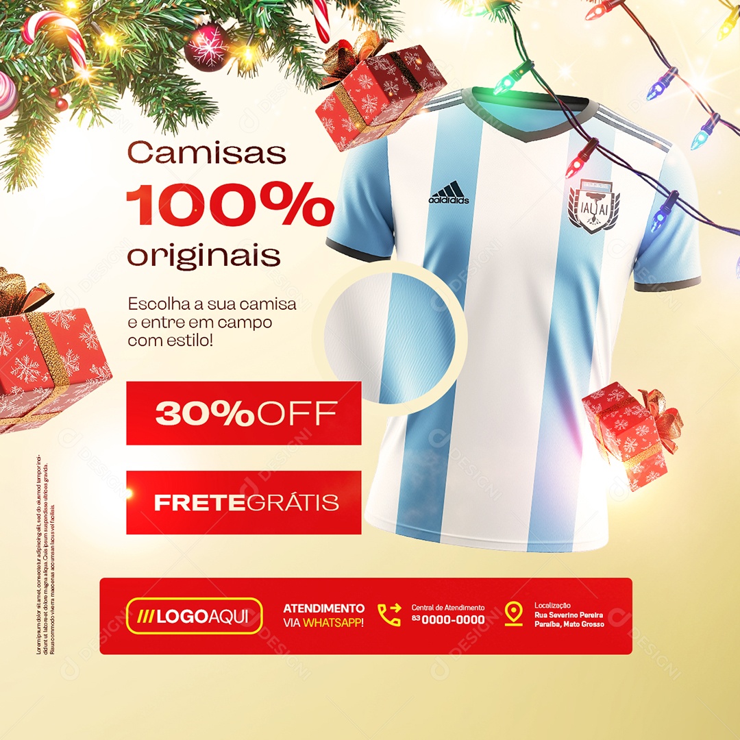 Camisas de Times Super Natal Camisas 100% Originais Social Media PSD Editável