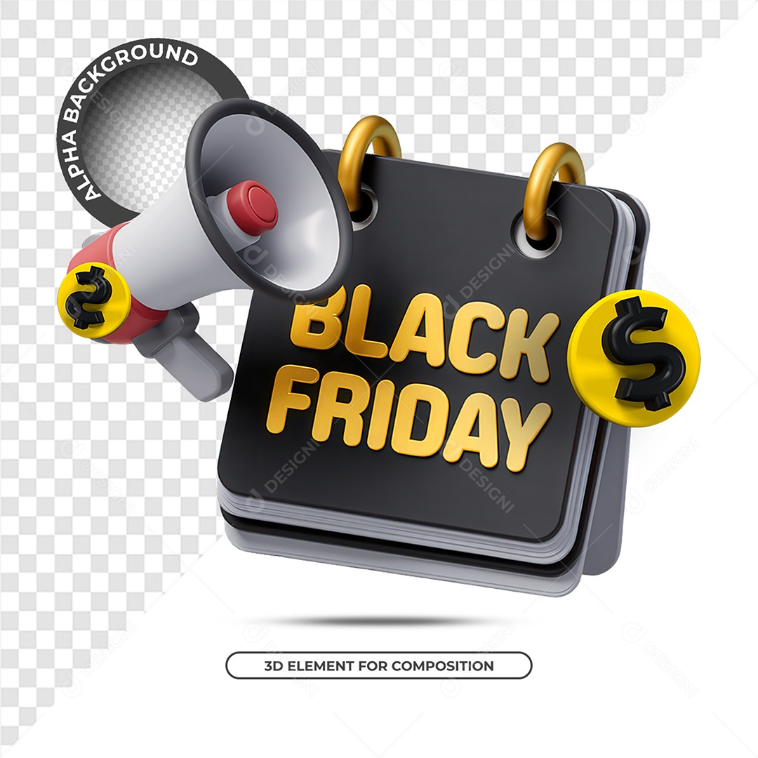 Black Friday Seal 3D for PSD Composition