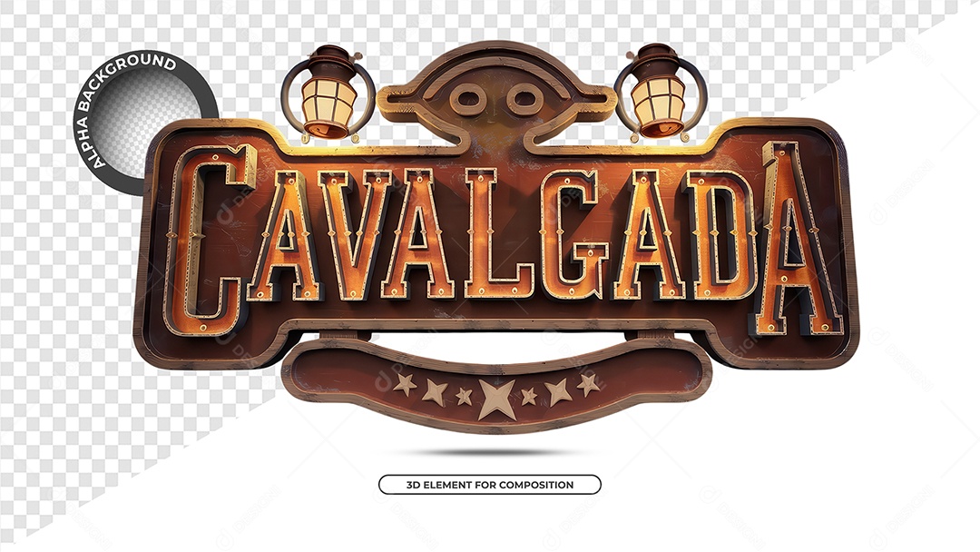Cavalgada Selo 3D para Composição PSD