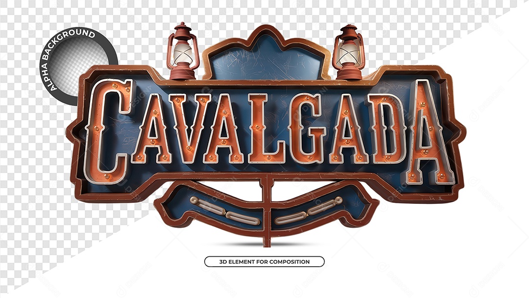Cavalgada Selo 3D para Composição PSD