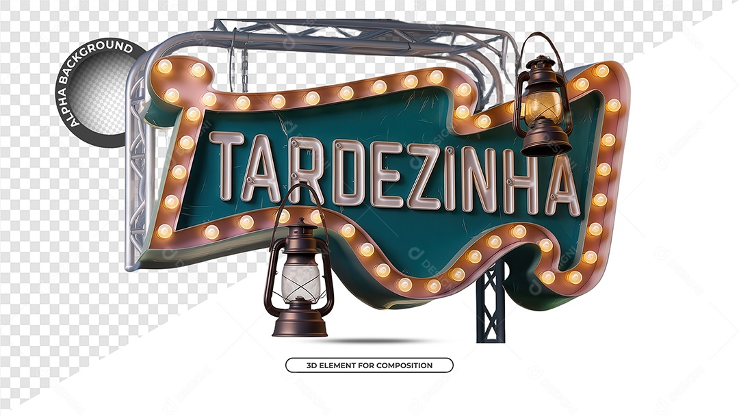 Tardezinha Selo 3D para Composição PSD