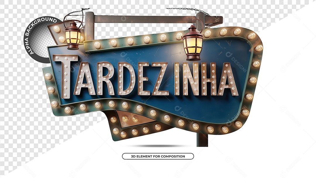 Tardezinha Selo 3D para Composição PSD
