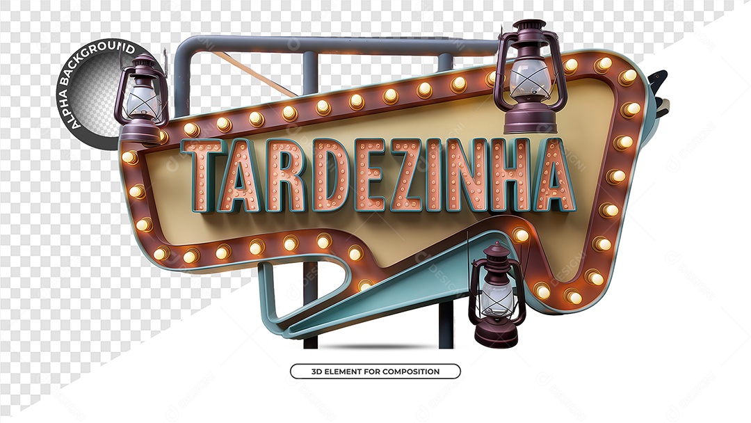 Tardezinha Selo 3D para Composição PSD