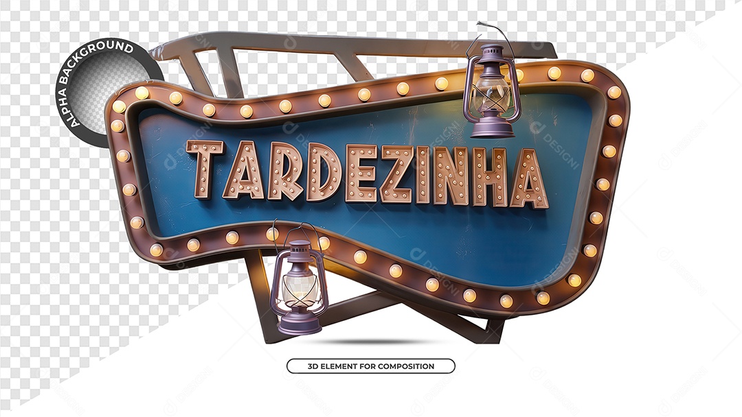 Tardezinha Selo 3D para Composição PSD