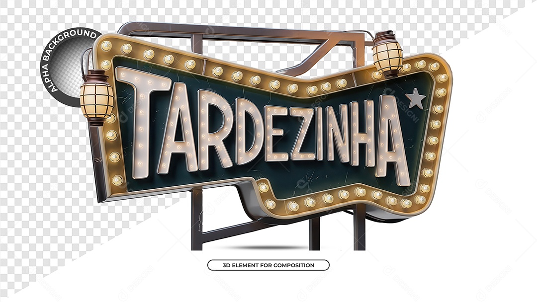 Tardezinha Selo 3D para Composição PSD Editável