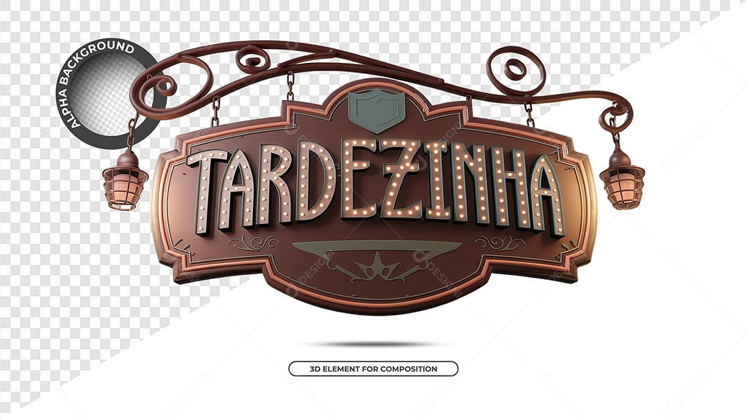 Tardezinha Selo 3D para Composição PSD