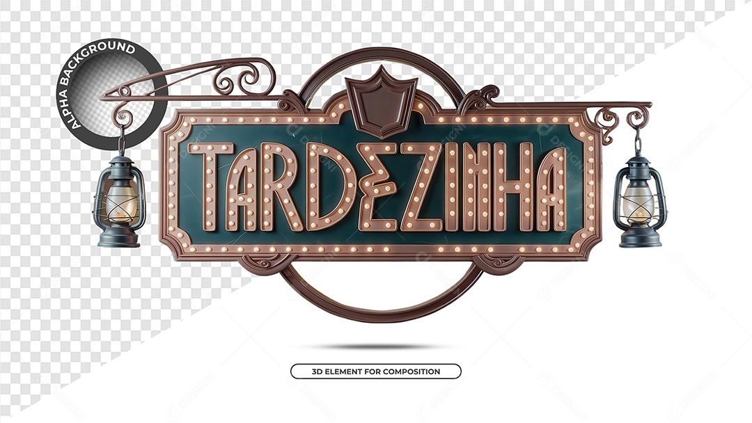 Tardezinha Selo 3D para Composição PSD