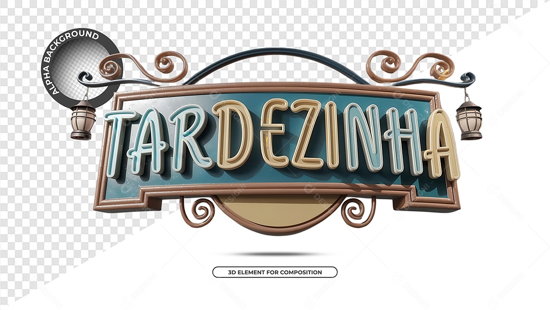 Tardezinha Selo 3D para Composição PSD