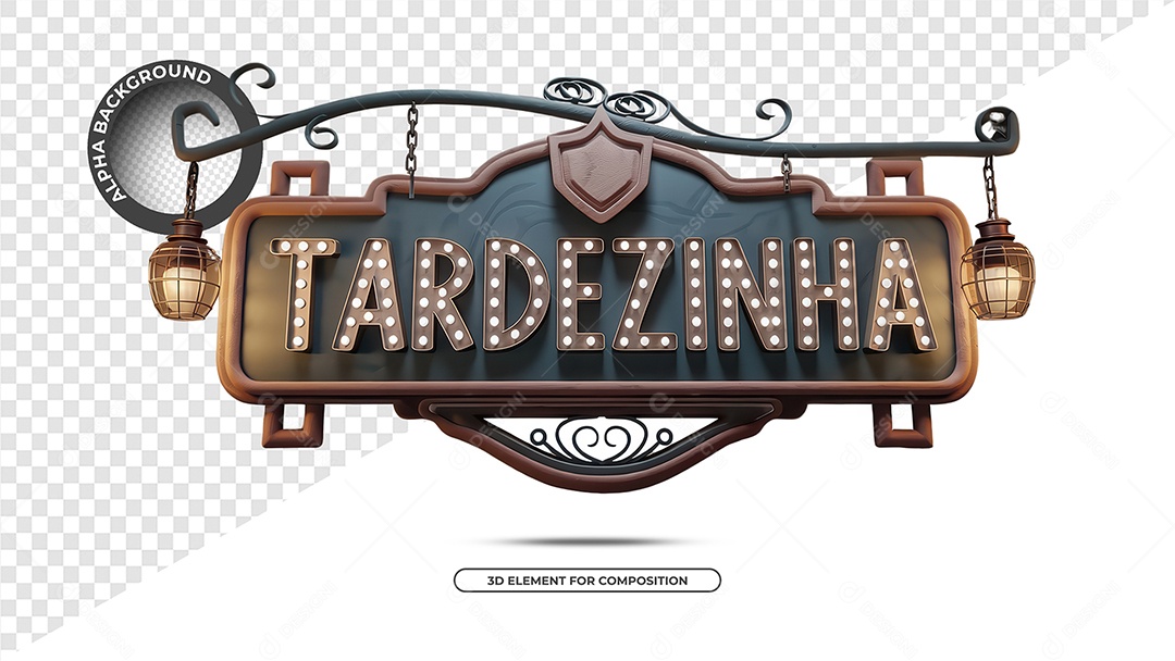Tardezinha Selo 3D para Composição PSD