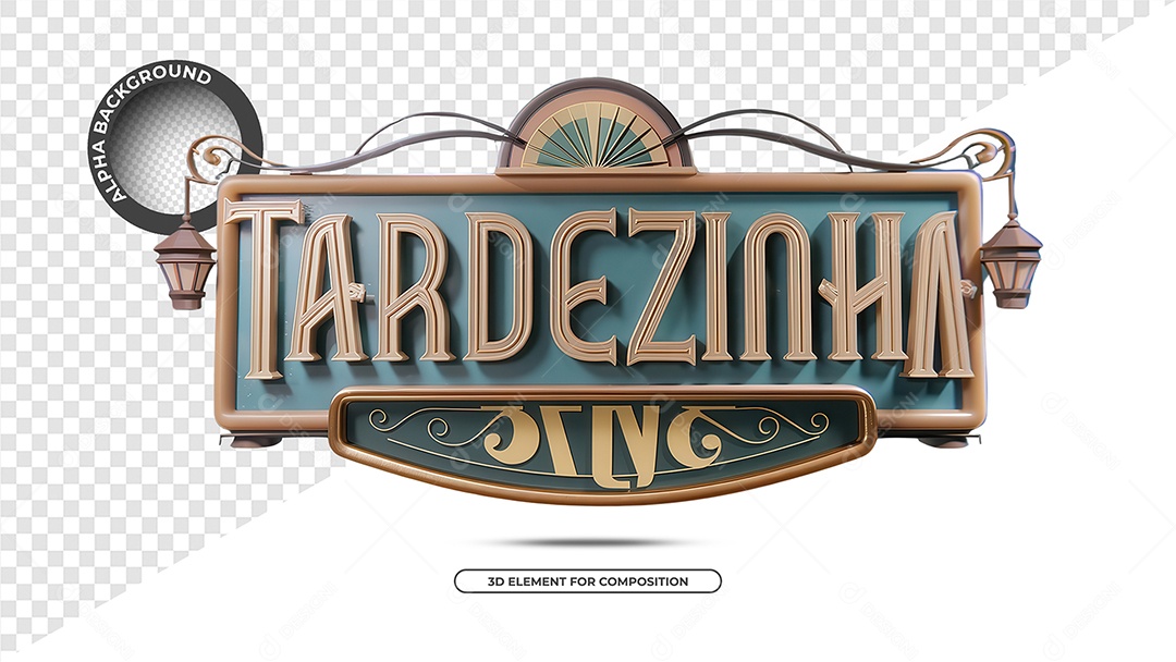 Tardezinha Selo 3D para Composição PSD