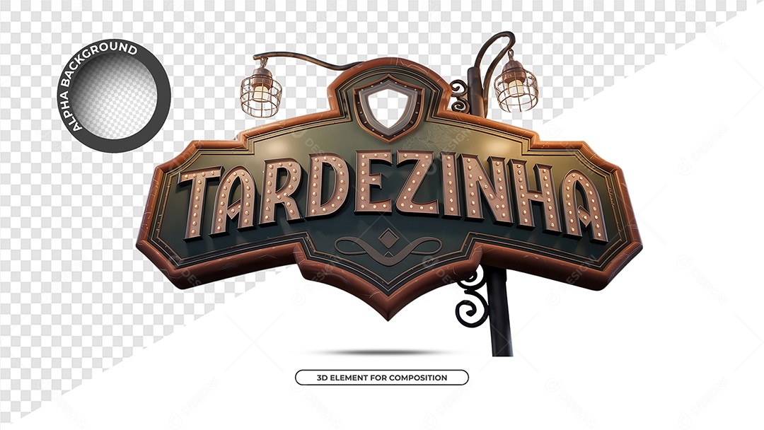 Tardezinha Selo 3D para Composição PSD