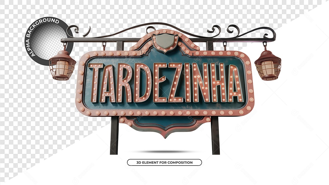 Tardezinha Selo 3D para Composição PSD