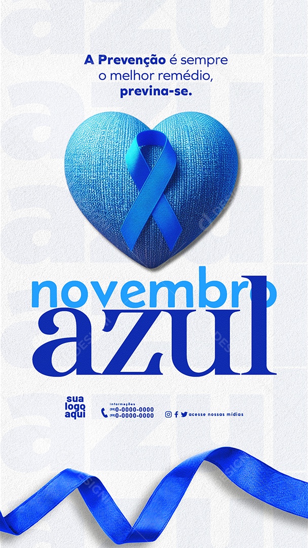Novembro Azul Mês Mundial de Combate ao Câncer de Próstata Social Media PSD Editável