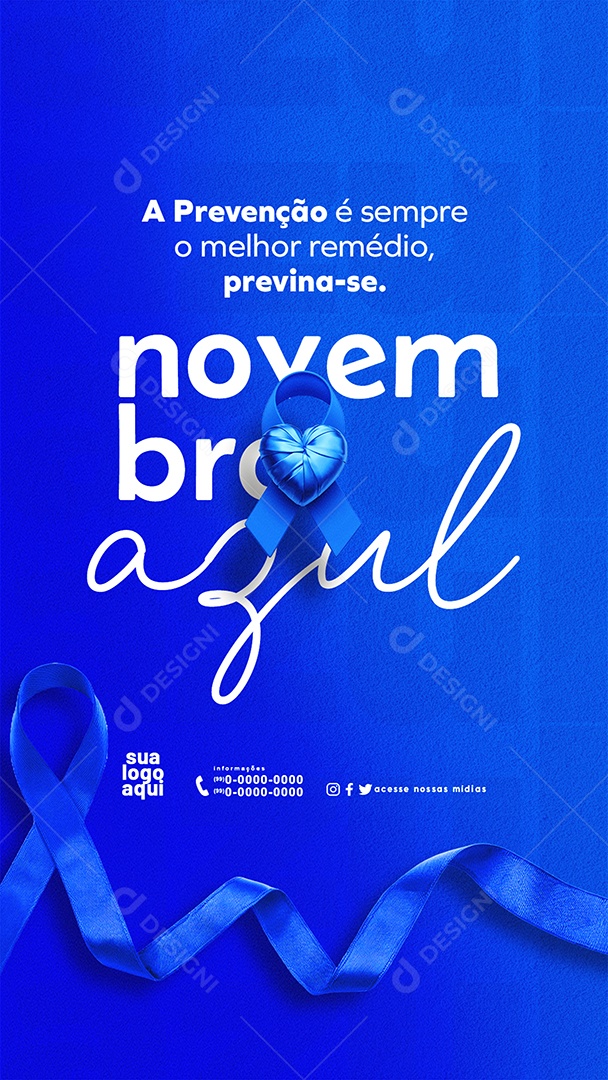 Novembro Azul Mês Mundial de Combate ao Câncer de Próstata Social Media PSD Editável