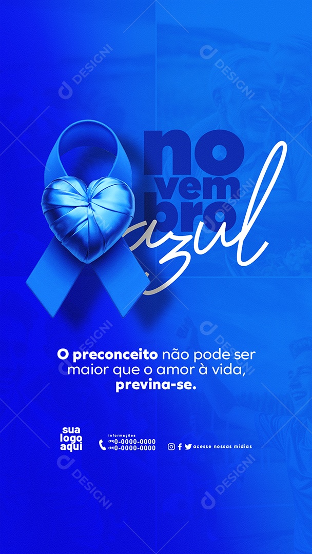 Novembro Azul Mês Mundial de Combate ao Câncer de Próstata Social Media PSD Editável