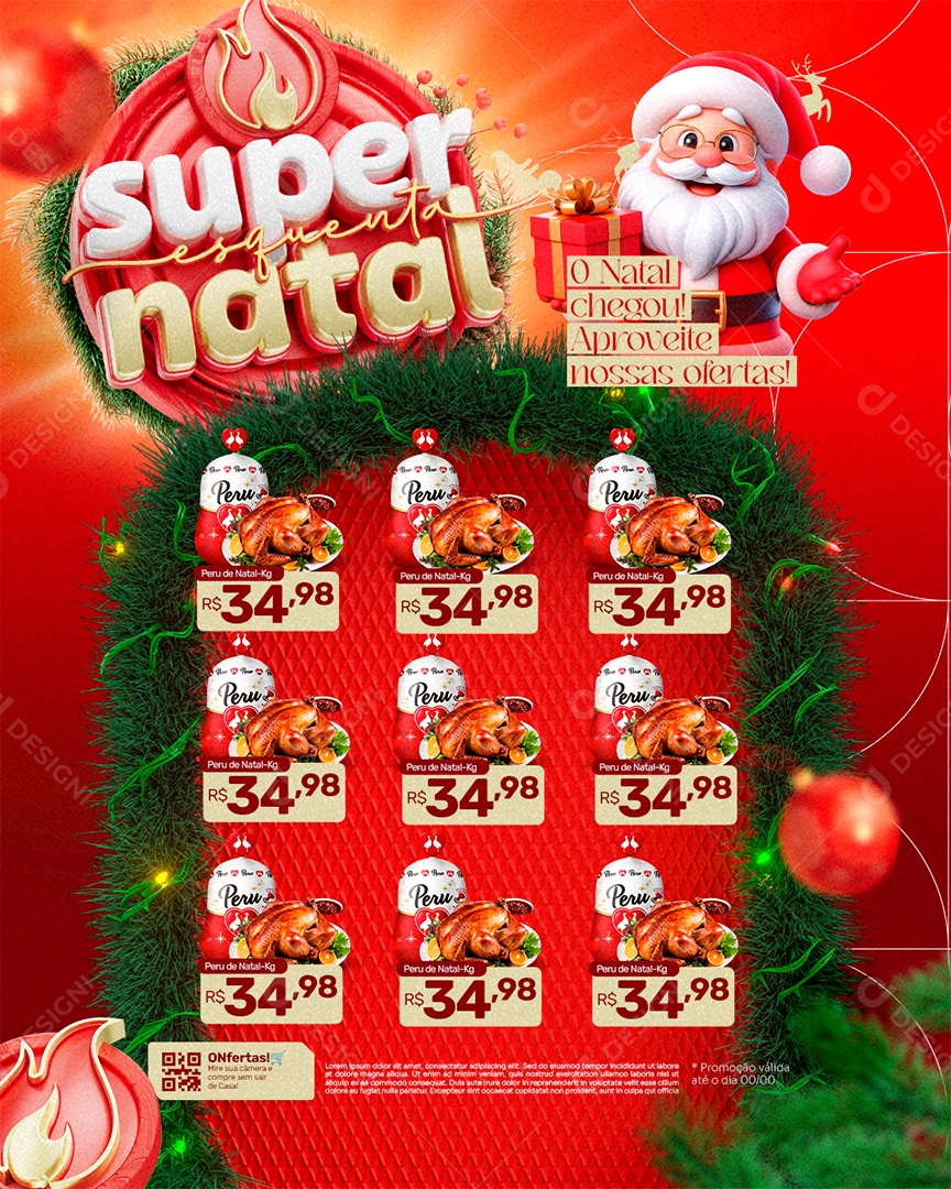 Encarte Supermercado Super Esquenta Natal Social Media PSD Editável