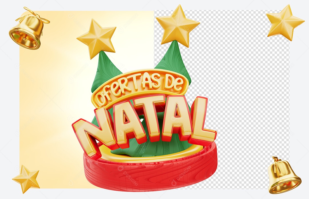 Selo 3D Ofertas de Natal  para Composição PSD