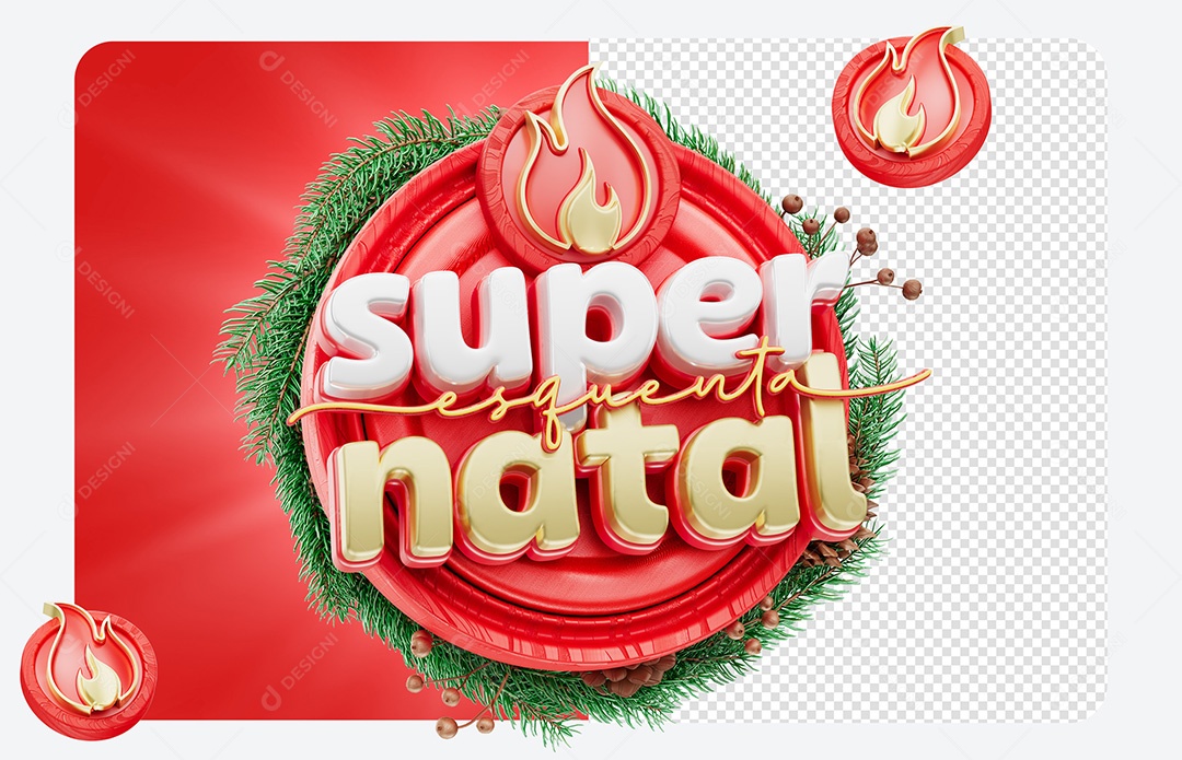 Selo 3D Super Esquenta Natal para Composição PSD
