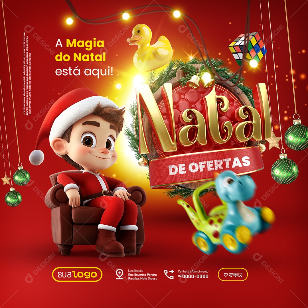 Loja de Brinquedos Natal de Ofertas A Magia do Natal Está Aqui Social Media PSD Editável