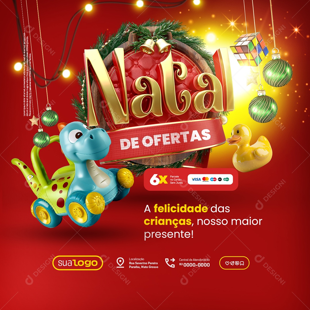 Loja de Brinquedos Natal de Ofertas A Felicidade das Crianças Social Media PSD Editável
