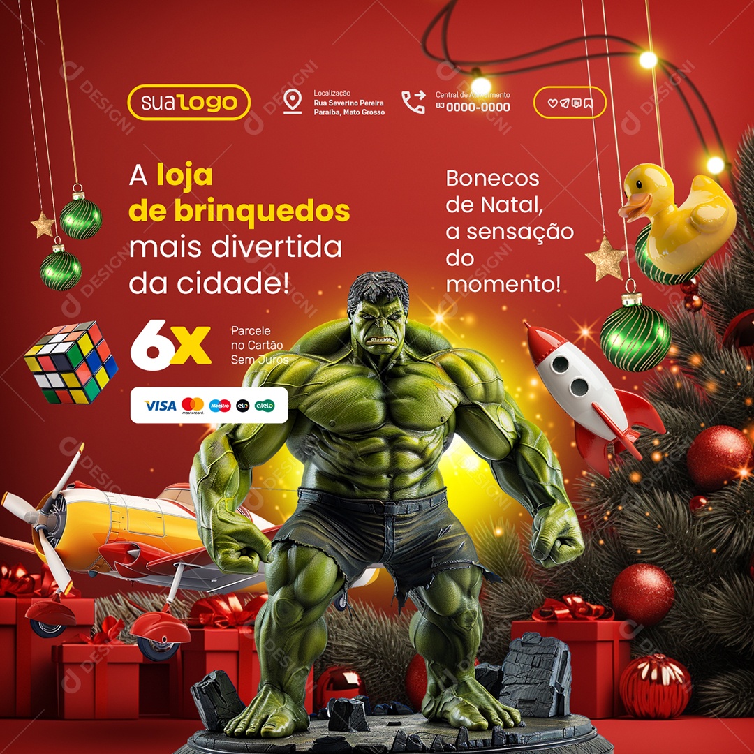 Loja de Brinquedos Natal de Ofertas Bonecos de Natal Social Media PSD Editável