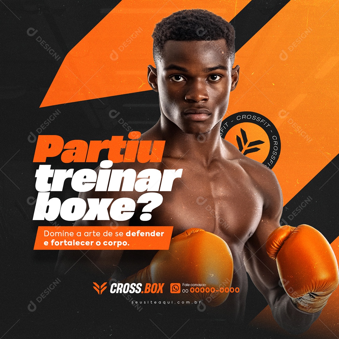 Academia Crossfit Partiu Treinar Boxe Social Media PSD Editável