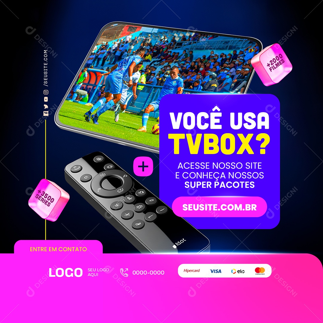 IPTV Você Usa TVBox Social Media PSD Editável