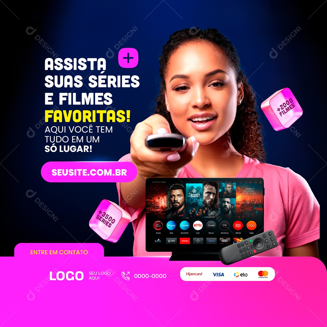 IPTV Assista suas Séries e Filmes Favoritas Social Media PSD Editável