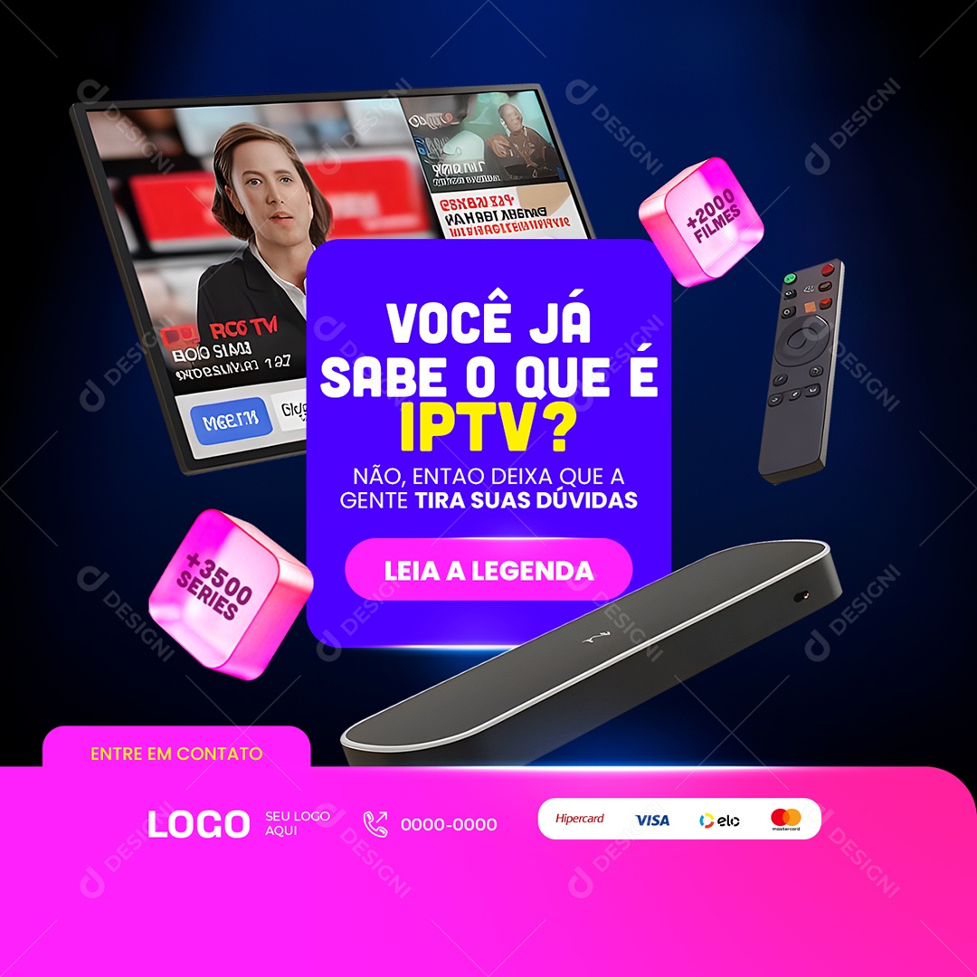 Você Já Sabe o Que é IPTV Social Media PSD Editável