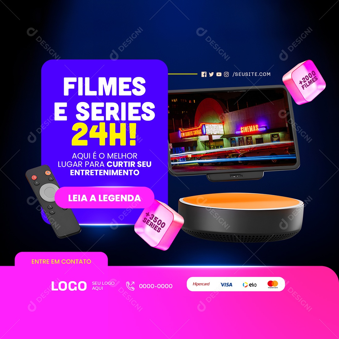 IPTV Filmes e Series 24H Social Media PSD Editável