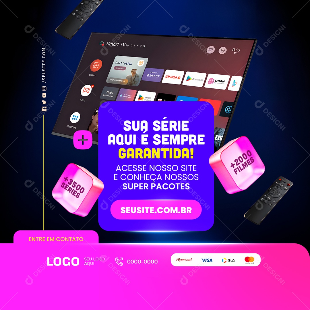 IPTV Sua Série Aqui é Sempre Garantida Social Media PSD Editável