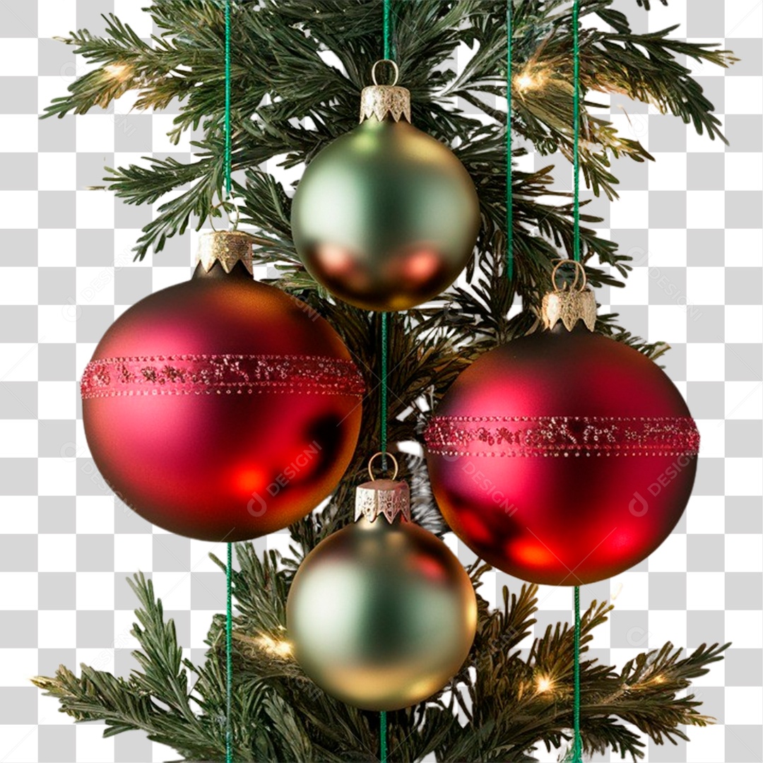 Elemento 3D Bola Decoração de Natal para Composição PNG Transparente