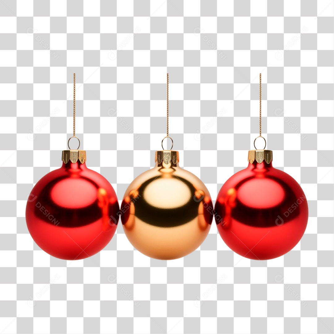 Elemento 3D Bola Decoração de Natal para Composição PNG Transparente