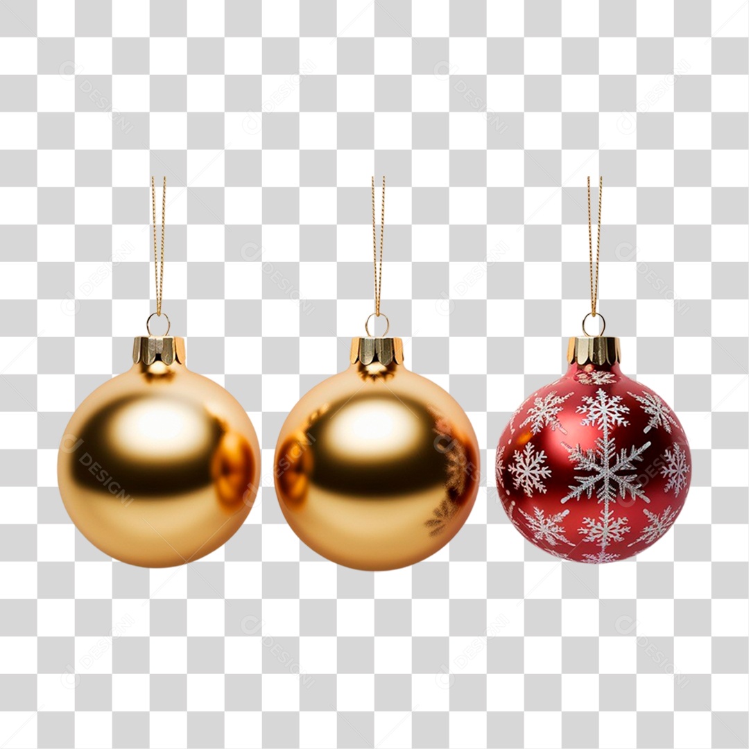 Elemento 3D Bola Decoração de Natal para Composição PNG Transparente