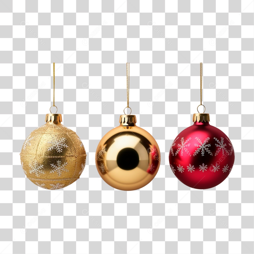 Elemento 3D Bola Decoração de Natal para Composição PNG Transparente