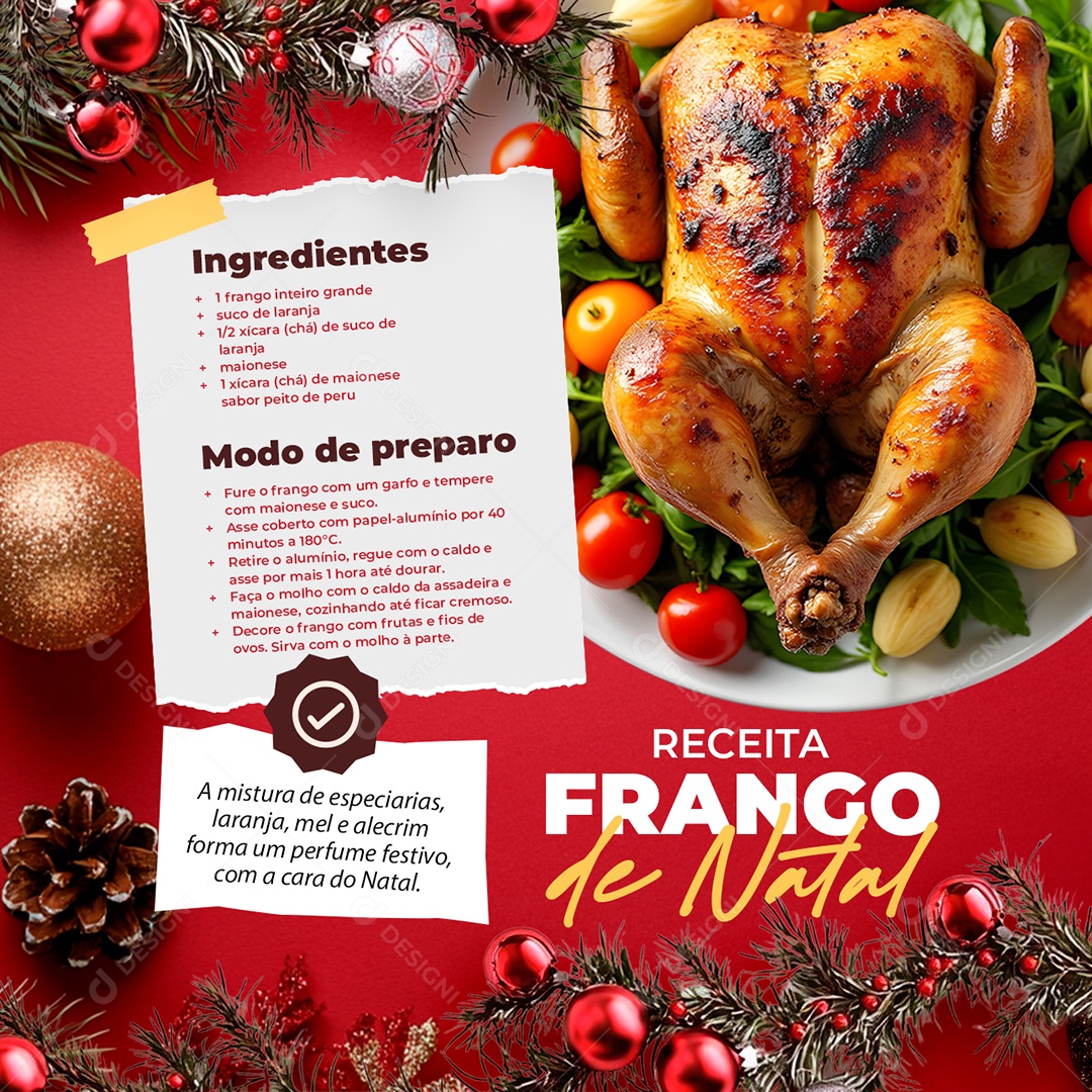 Receita de Natal Receia Frango de Natal Social Media PSD Editável