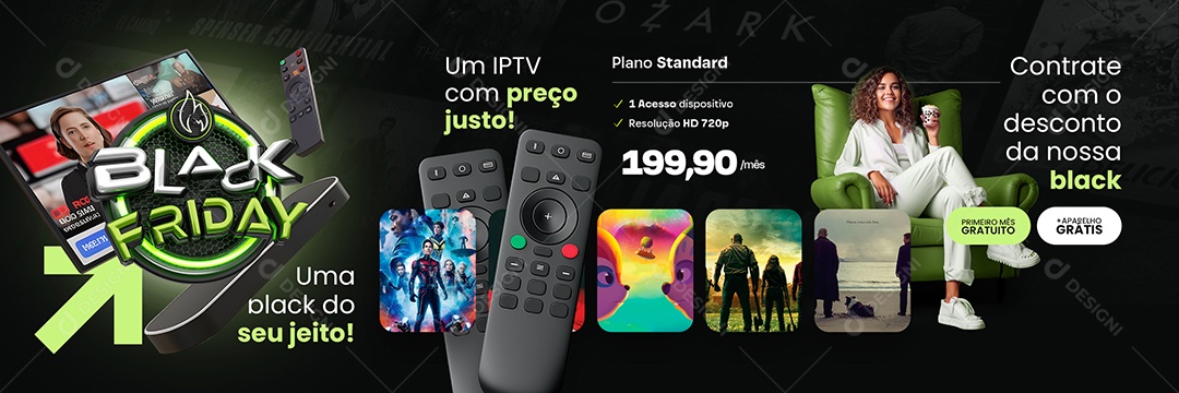 Carrossel Black Friday IPTV Uma Black do Seu Jeito Social Media PSD Editável