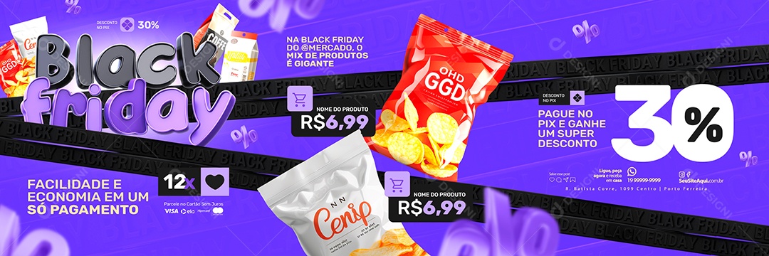 Carrossel Supermercado Black Friday Batata Social Media PSD Editável