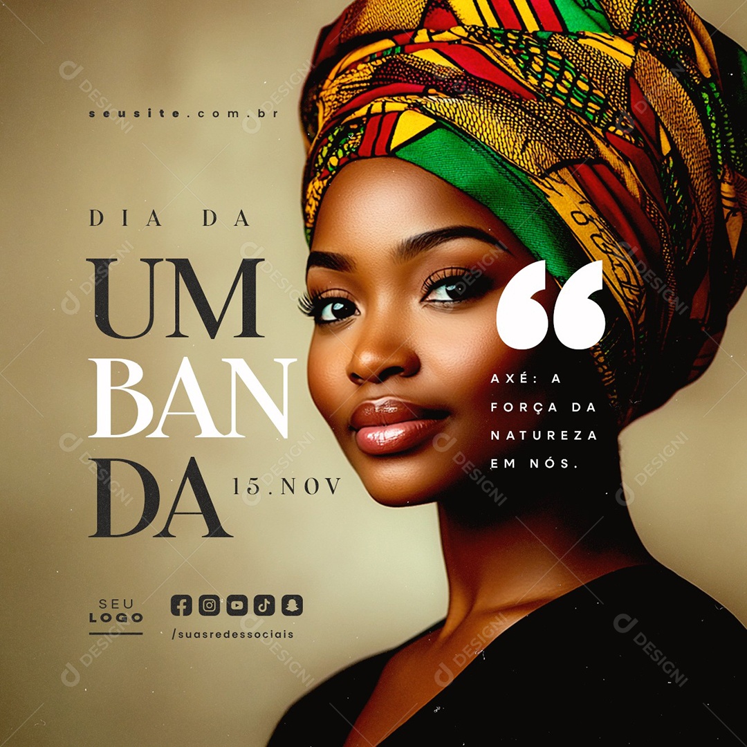 Dia da Umbanda 15 de Novembro Axé Social Media PSD Editável